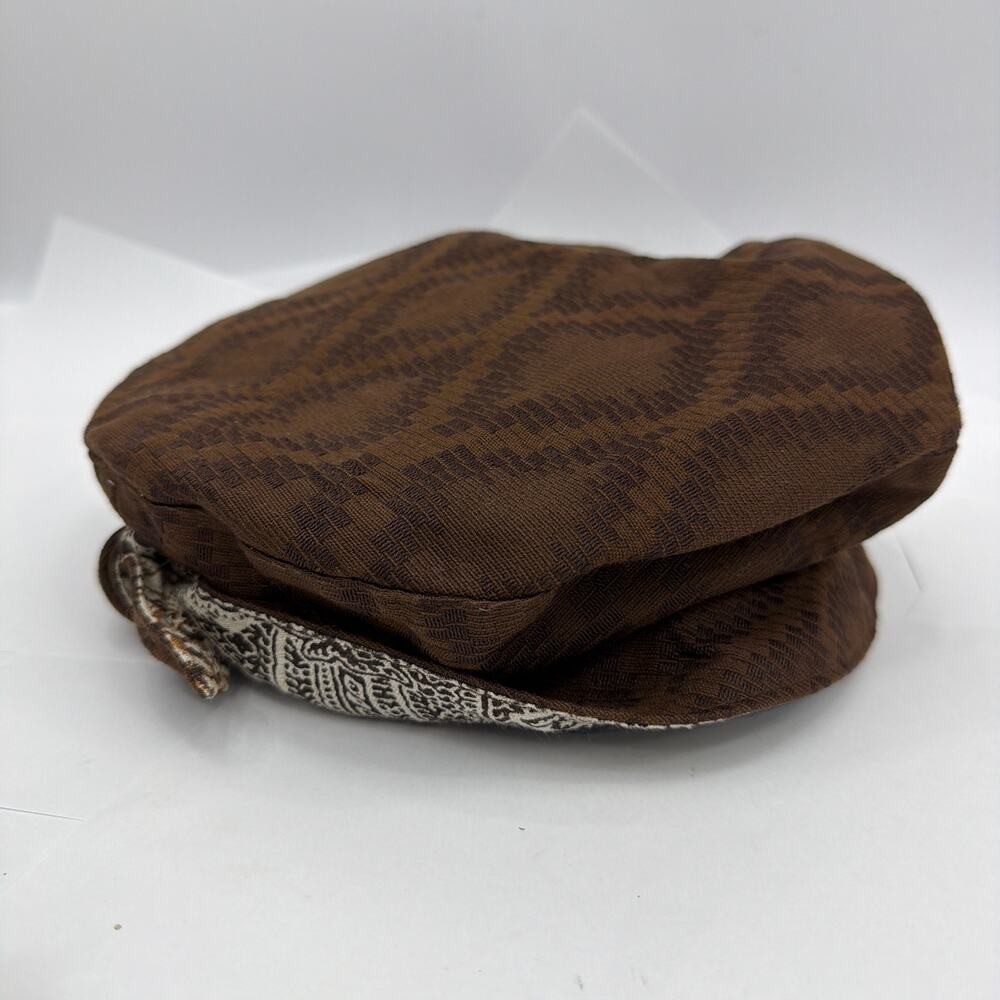 Philippe Guestault Paris Brown Woven Checkerboard Newsboy Baker Boy Cap - Picture 4 of 8